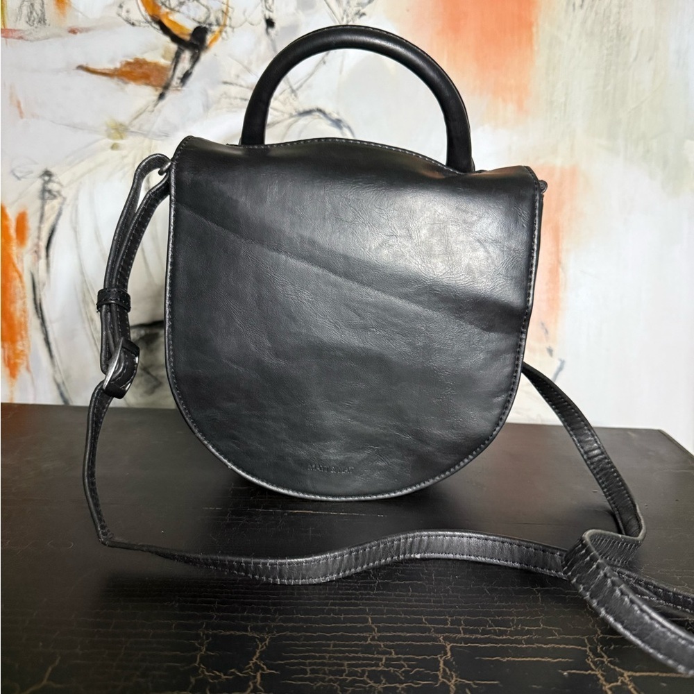 Matt & Nat Black Crossbody Bag Saddlebag Black Vegan Leather Purse